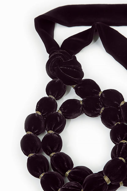 Vintage Violet Silk Velvet Bead Necklace 5