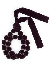 Vintage Violet Silk Velvet Bead Necklace 3