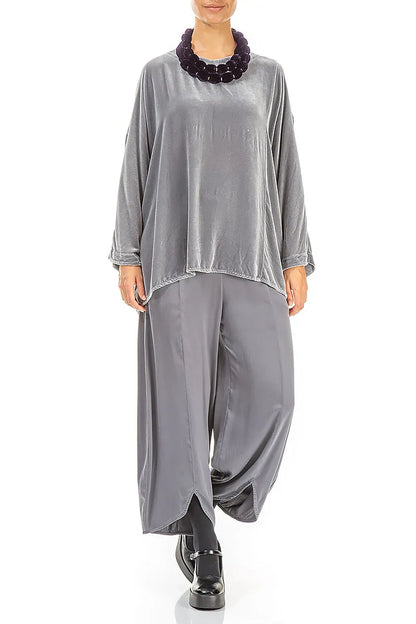 Vintage Violet Silk Velvet Bead Necklace 2