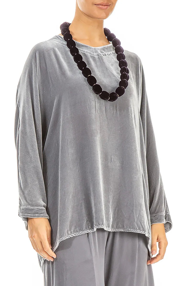 Vintage Violet Silk Velvet Bead Necklace 4