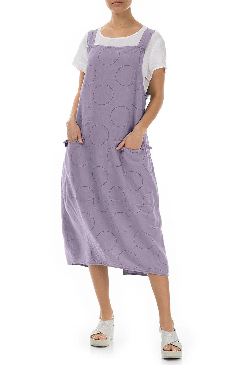 Violet Tulip Bubbles Silk Linen Dungaree Dress 4