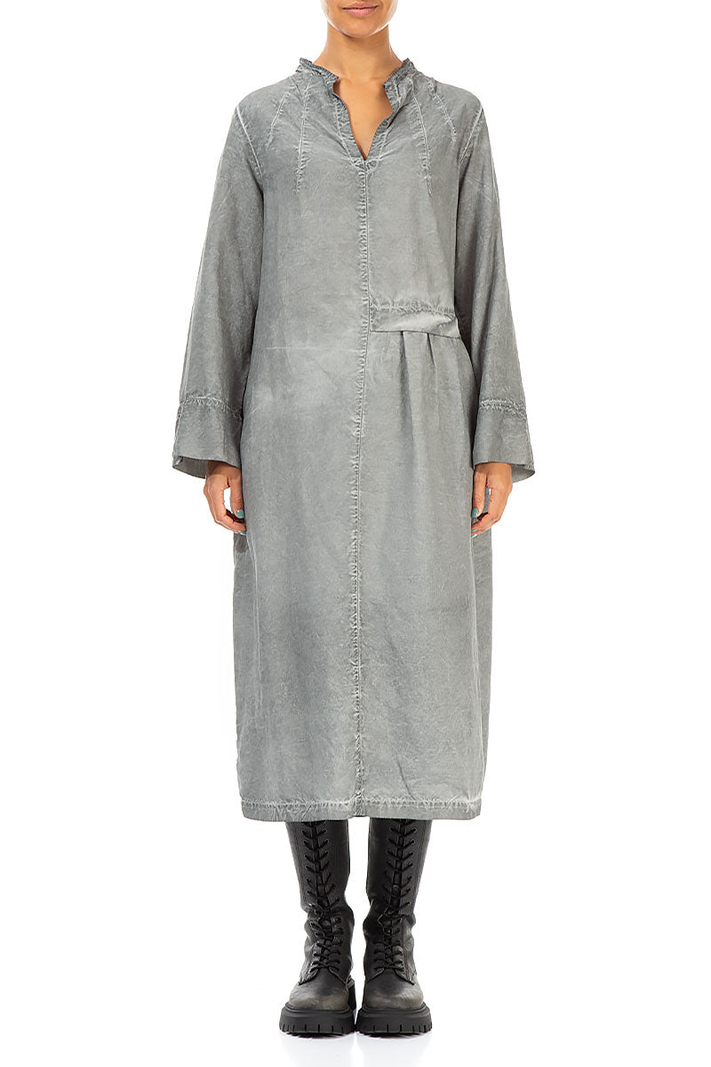 Washed Out Ashe Grey Silk Linen Dress