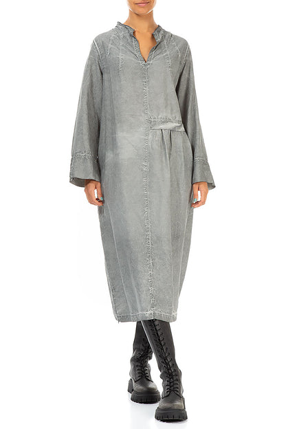 Washed Out Ashe Grey Silk Linen Dress