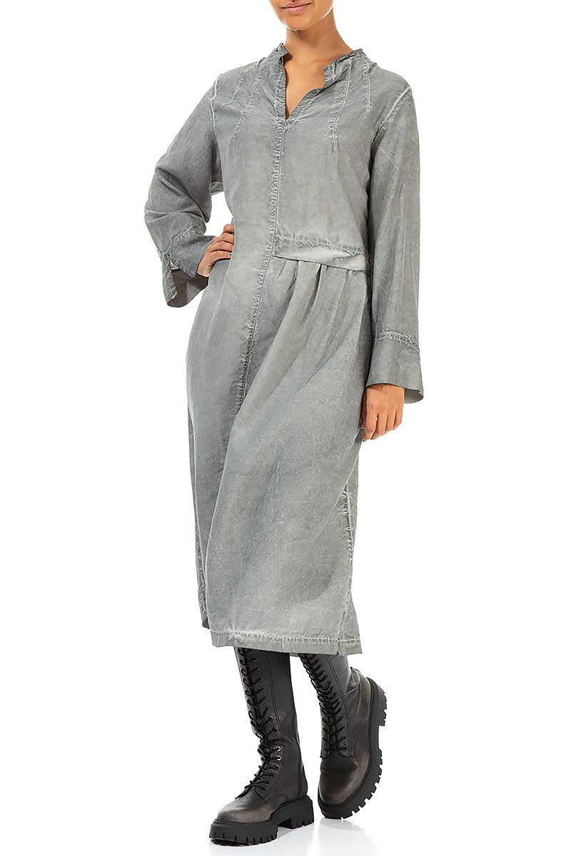 Washed Out Ashe Grey Silk Linen Dress