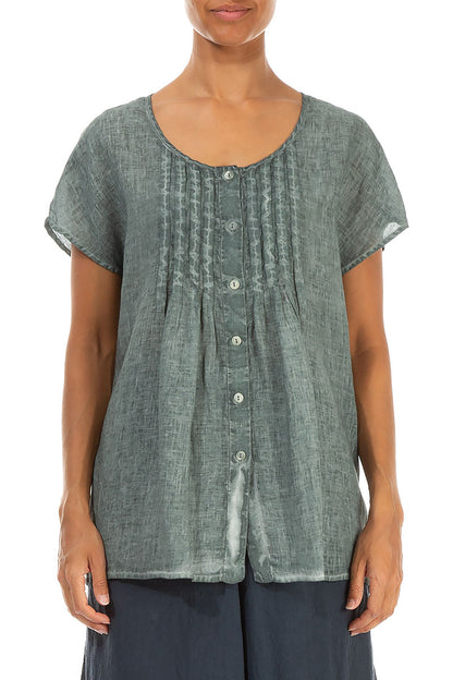 Washed Out Grey Linen Blouse