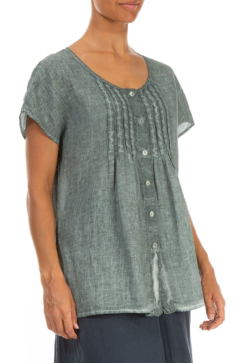 Washed Out Grey Linen Blouse