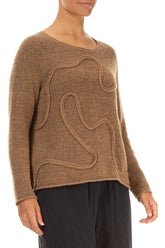 Wavy Seam Caramel Wool Sweater 3