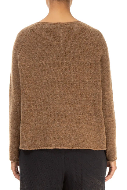 Wavy Seam Caramel Wool Sweater 2