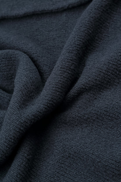 Wavy Seam Dark Navy Wool Sweater 5