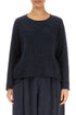 Wavy Seam Dark Navy Wool Sweater 1