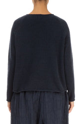 Wavy Seam Dark Navy Wool Sweater 2