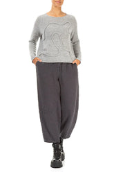 Wavy Seam Light Grey Wool Sweater 4