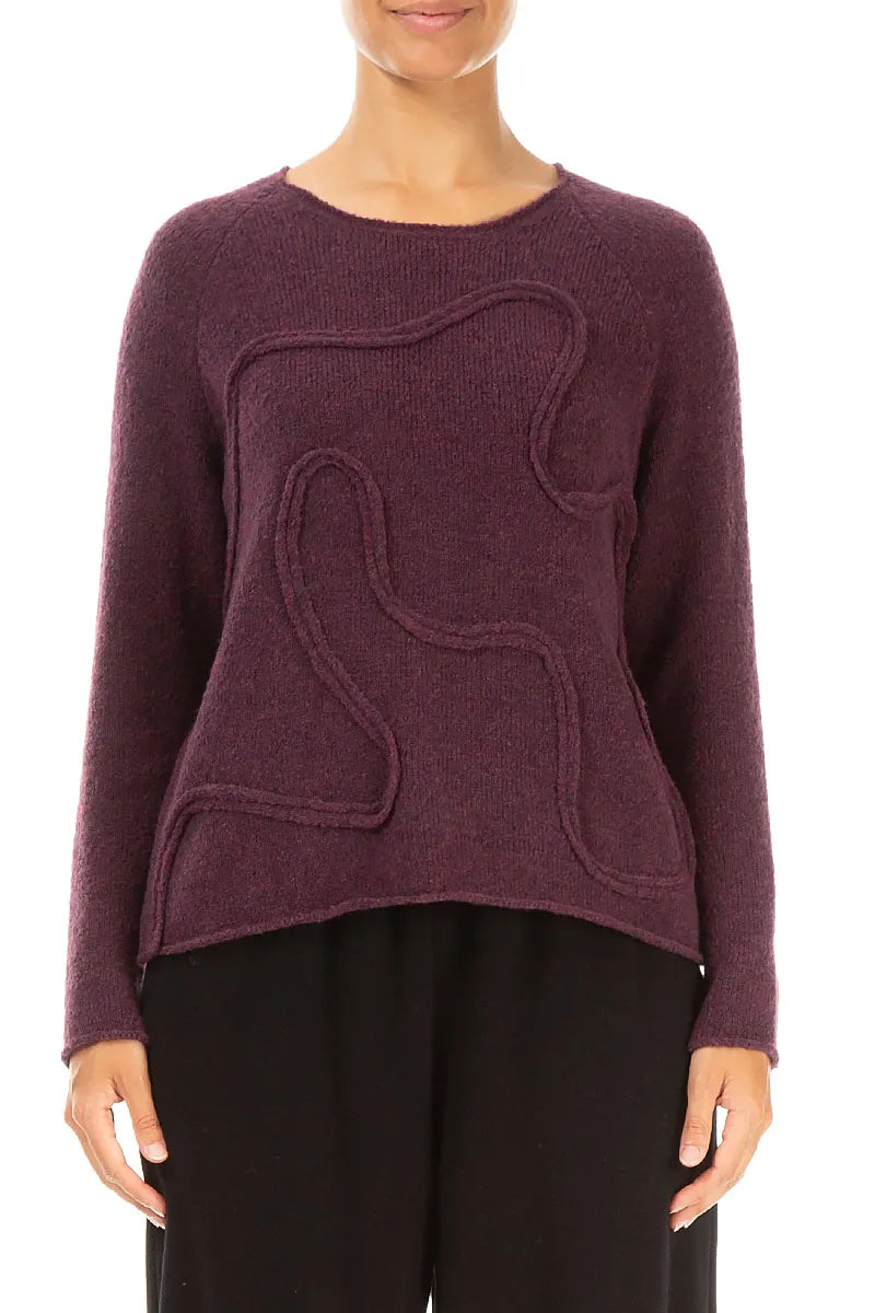 Wavy Seam Mulberry Wool Sweater 1