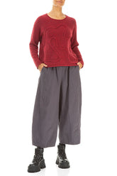 Wavy Seam Ruby Red Wool Sweater 4