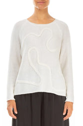 Wavy Seam White Wool Sweater 1