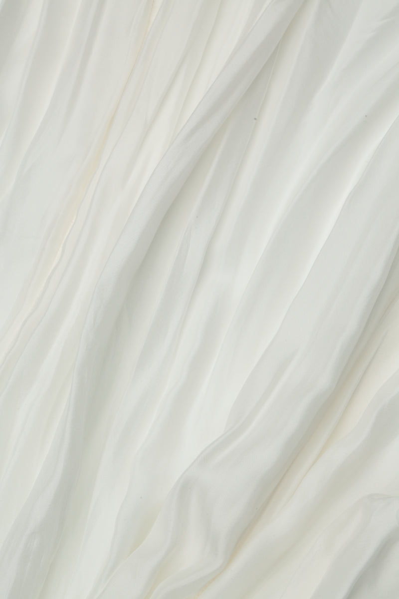White Crumpled Pure Silk Skirt 4