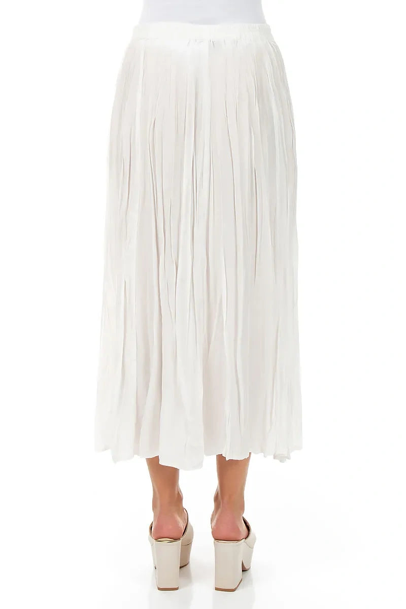White Crumpled Pure Silk Skirt 2