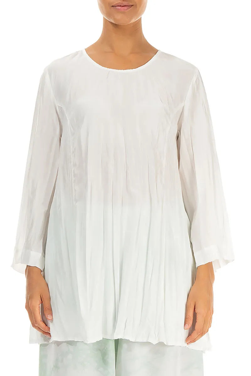 Tunique Blanche Froissée en Pure Soie