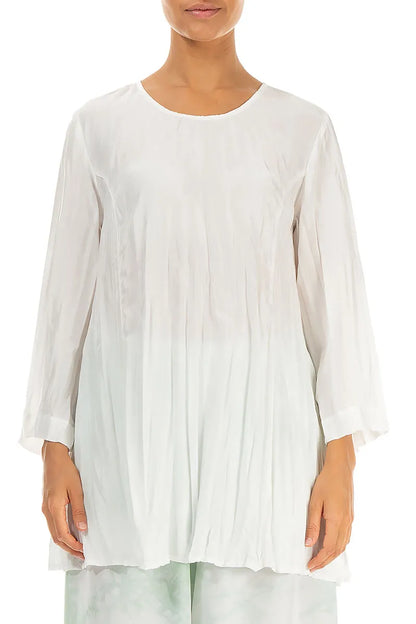 Tunique Blanche Froissée en Pure Soie