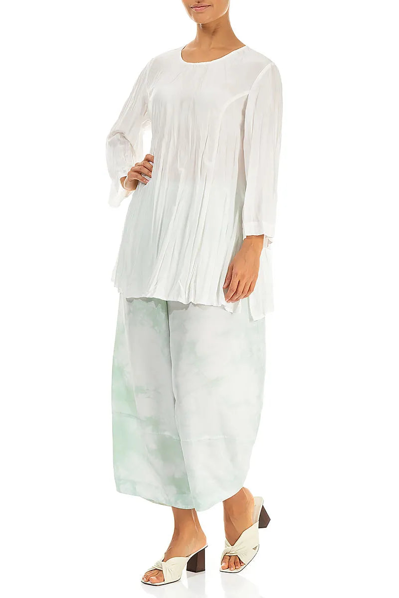 Tunique Blanche Froissée en Pure Soie
