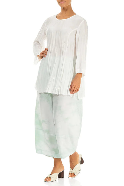 Tunique Blanche Froissée en Pure Soie