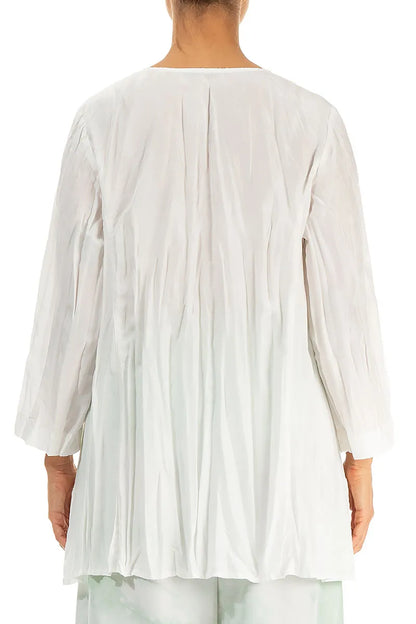 Tunique Blanche Froissée en Pure Soie