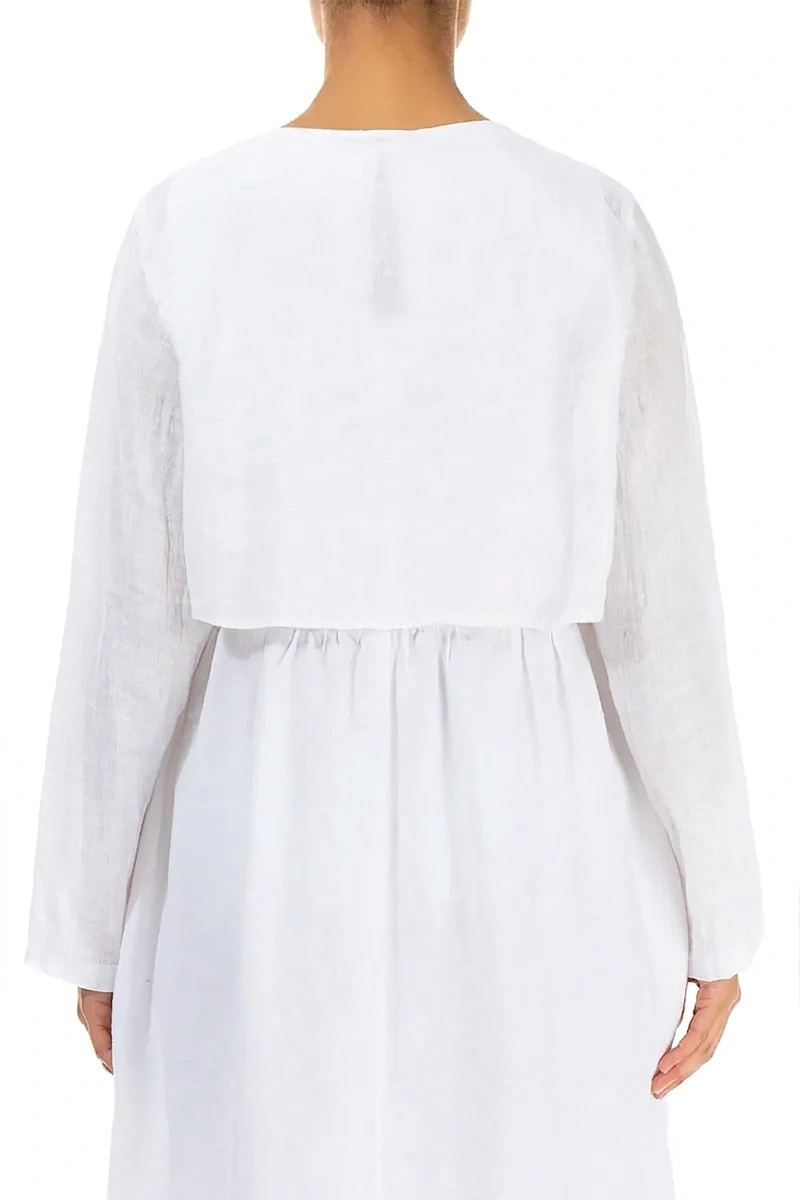 Weiße Gaze-Leinen-Overlay-Jacke
