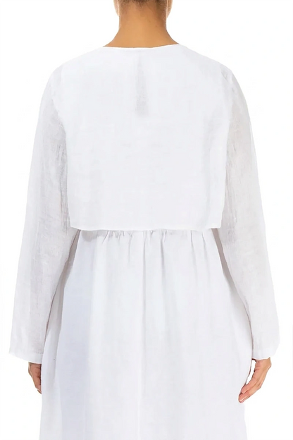 Veste superposée en lin de gaze blanche