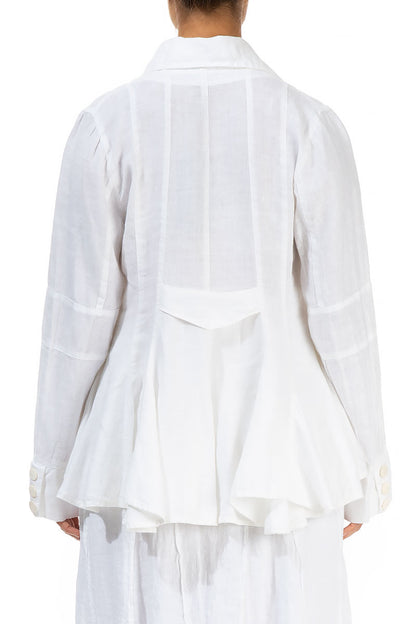 White Peplum Linen Jacket 2