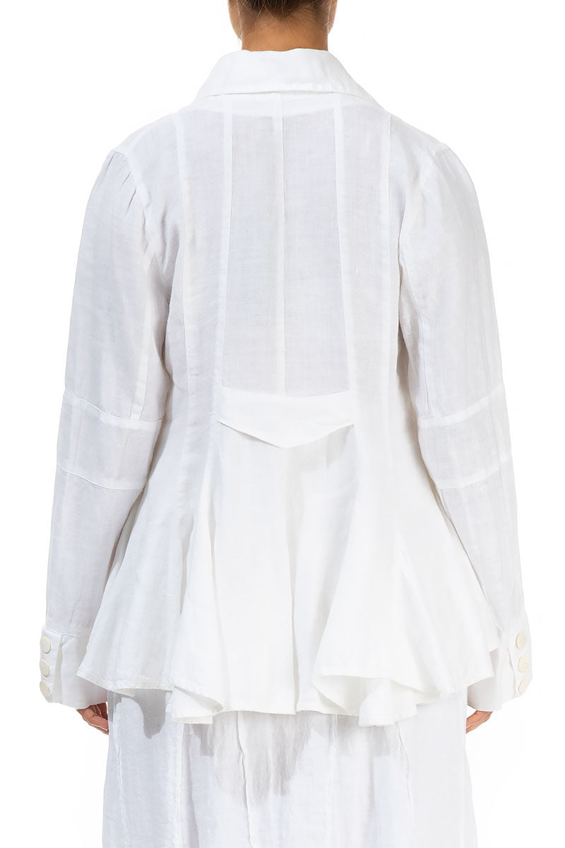 White Peplum Linen Jacket