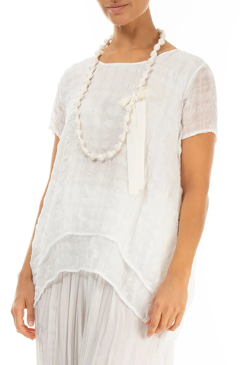White Silk Fine Bead Necklace 3