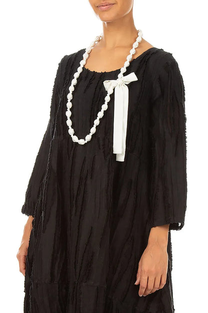 Collier en perles fines de soie blanche