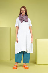 White Textured Linen Dress 7