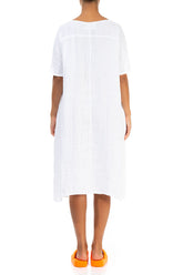 White Textured Linen Dress 2