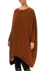 Wide Aged Copper Plissé Silk Kaftan Dress 4