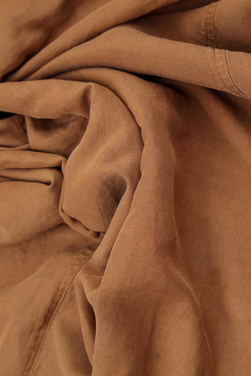 Wide Aged Copper Silk Linen Trousers 4