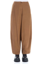Wide Aged Copper Silk Linen Trousers 1