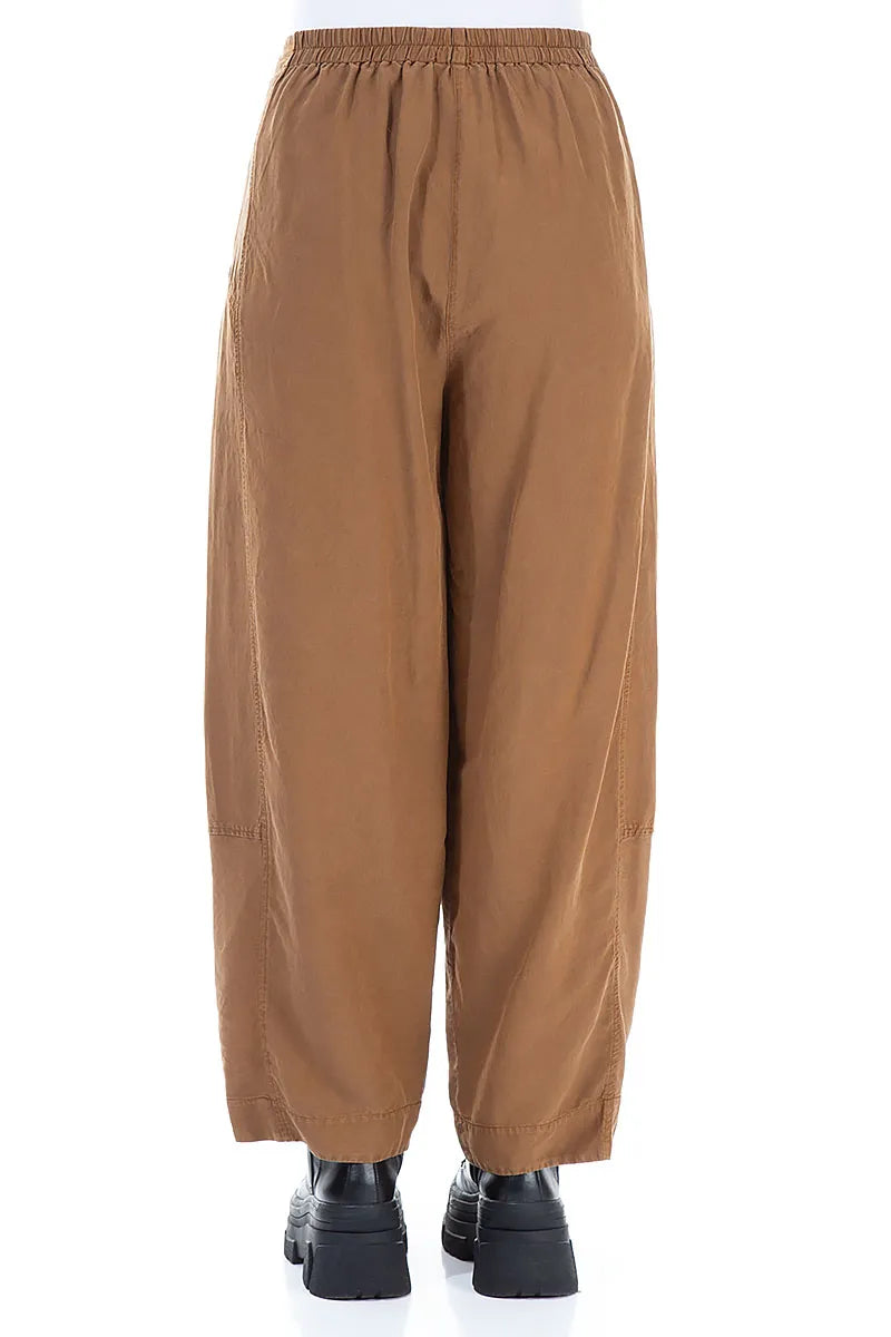 Wide Aged Copper Silk Linen Trousers 2