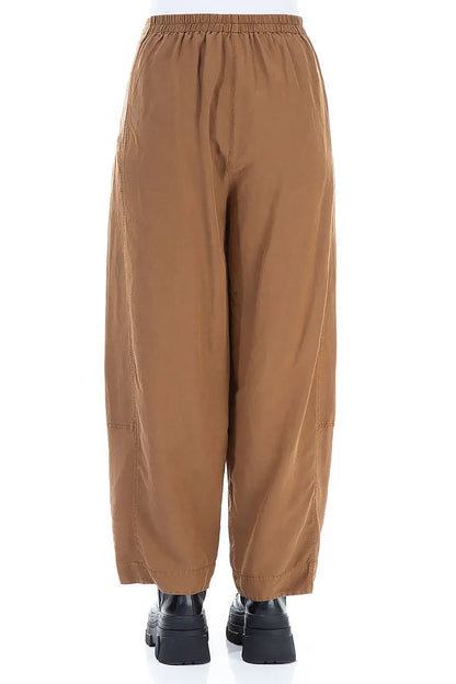 Wide Aged Copper Silk Linen Trousers 2