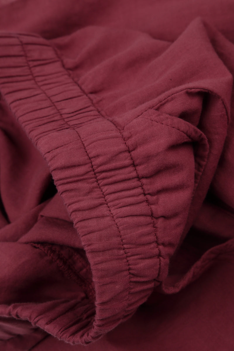 Wide Antique Ruby Crumpled Cotton Trousers 4