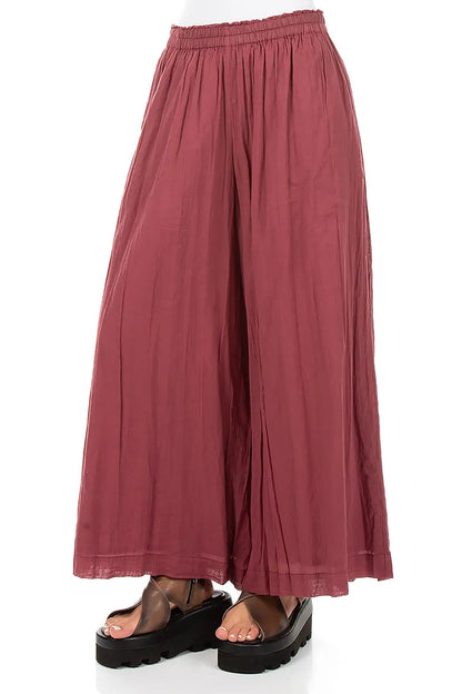 Wide Antique Ruby Crumpled Cotton Trousers 3