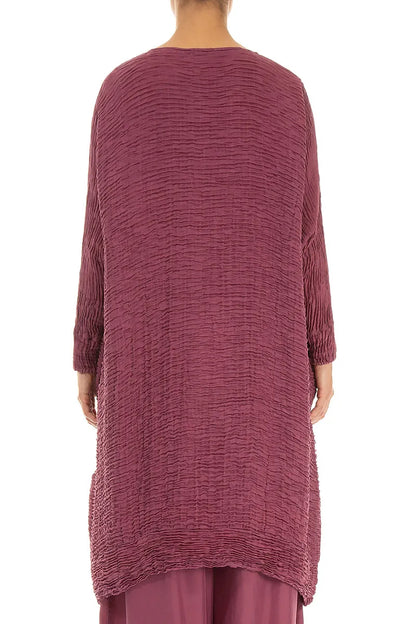 Wide Antique Ruby Plissé Silk Kaftan Dress