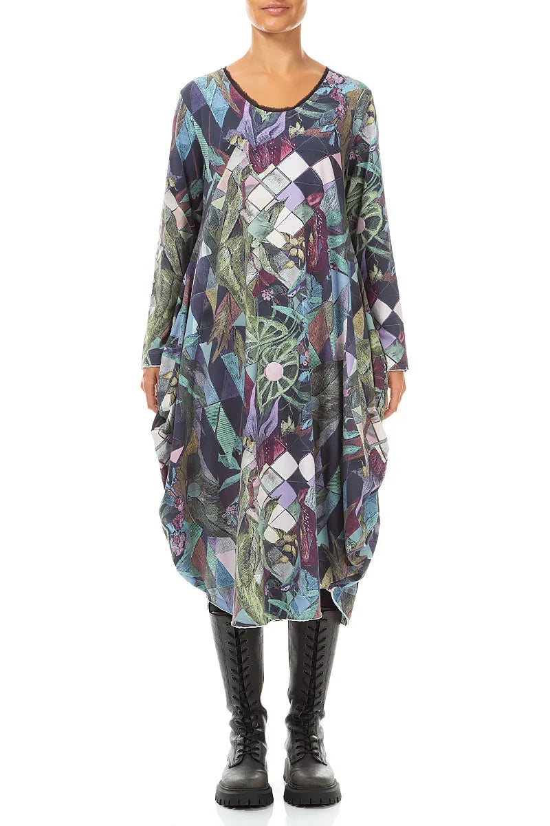 Wide Art Mosaic Cotton Dress