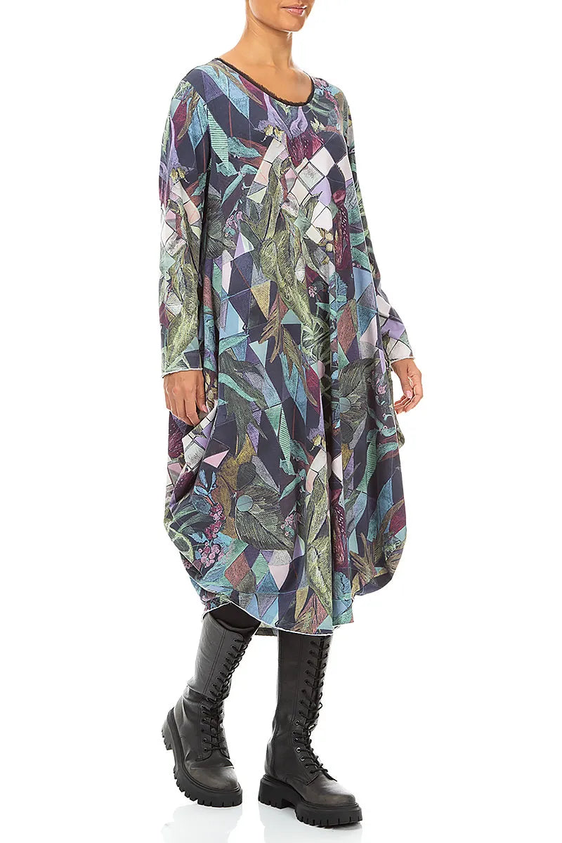 Wide Art Mosaic Cotton Dress 5