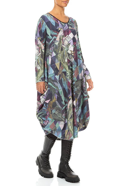 Wide Art Mosaic Cotton Dress