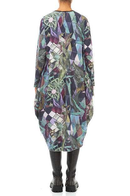 Wide Art Mosaic Cotton Dress