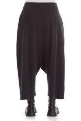 Wide Baggy Black Grey Wavy Cotton Trousers 2