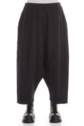 Wide Baggy Black Grey Wavy Cotton Trousers 1