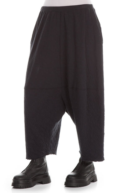 Wide Baggy Black Grey Wavy Cotton Trousers 3