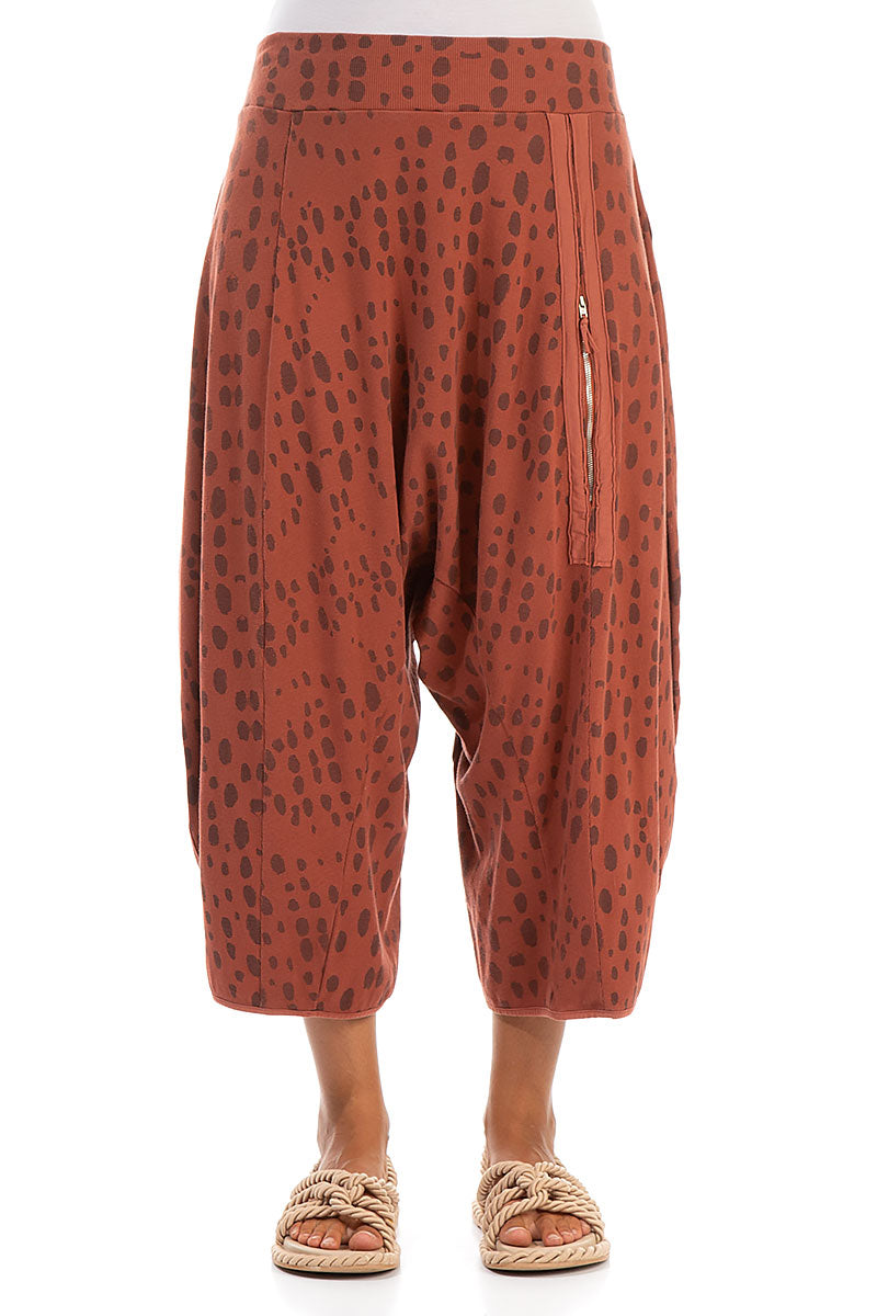 Wide Baggy Rust Drops Cotton Trousers
